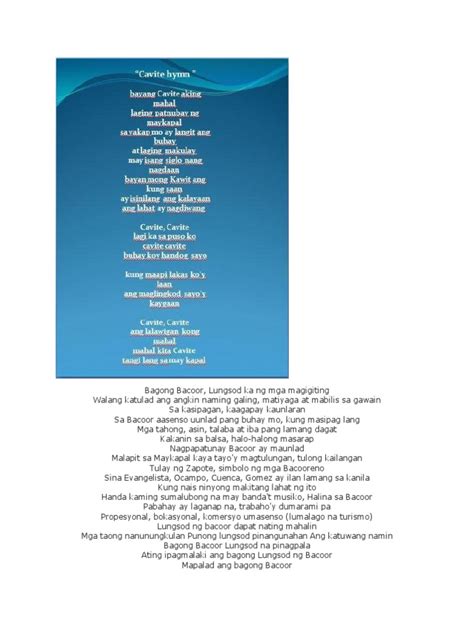 bagong bacoor lyrics|LYRIC .